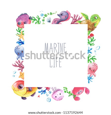 watercolor hand painted premade template card stock illustration