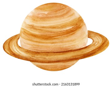 Watercolor Hand Painted Saturn Planet Clipart Stock Illustration ...