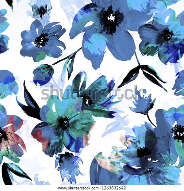 Watercolor Hand Painted Seamless Floral Pattern Stock Illustration Shutterstock