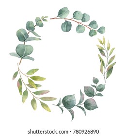 Watercolor Olive Branch Wreath Hand Drawn Stock Vector (Royalty Free ...