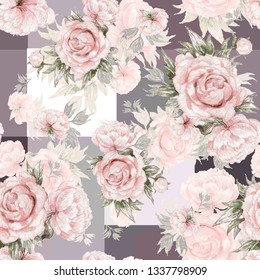 Watercolor Handdrawn Beautiful Seamless Pattern Bouquets Stock ...