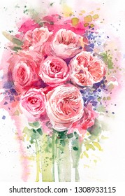 Watercolor Painting Sketch Rose Stock Illustration 101094421