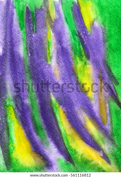 Watercolor Handmade Backgrounds Purple Yellow Green Stock Illustration