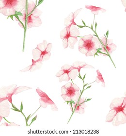 Watercolor handmade decorative colorful pattern set with white background and pink flowers