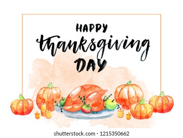 watercolor happy thanksgiving day card  - Powered by Shutterstock