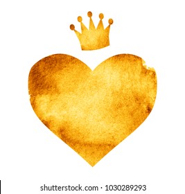 Watercolor Heart With Crown