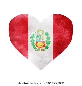 Watercolor Heart Flag Background Peru Stock Illustration 1016997931