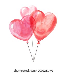 Watercolor heart shaped balloons on white background. Watercolour Valentine's day illustration.	 - Powered by Shutterstock