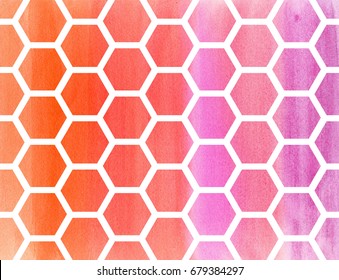 Watercolor Honeycomb Pattern.