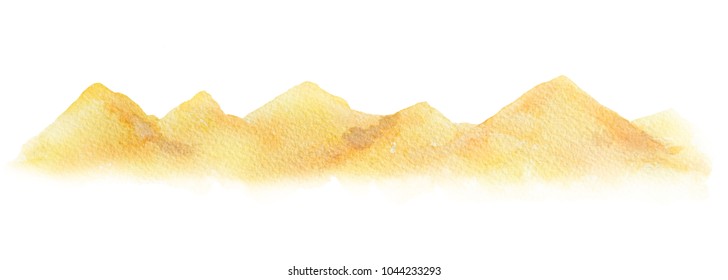 Watercolor horizontal background of a landscape with a desert. Handpainted watercolor clipart.