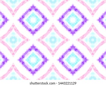 Watercolor Ikat Art. Ethnic Bohemian Ornamental Native Background. Ink Textured Tile Design. Geometric Ornament. Ikat Art Seamless Patterm.