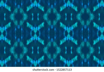 Watercolor Ikat Art. Geometric Ornament. Bohemian Ethnic Diagonal Background. Drawn By Hand Aquarelle Batik Tile Design. Ikat Art Seamless Patterm.