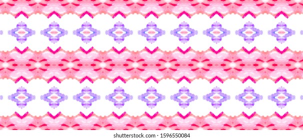 Watercolor Ikat Art. Ink Painted Shibori Tile Design. Ethnic Bohemian Ornamental Native Background. Ogee Texture. Ikat Art Seamless Patterm.