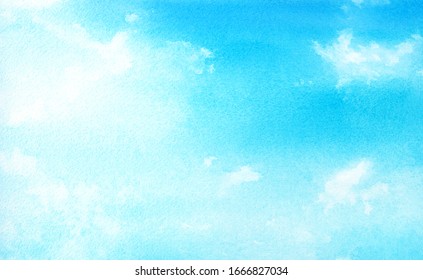 Watercolor Illustration Of Blue Sky.
