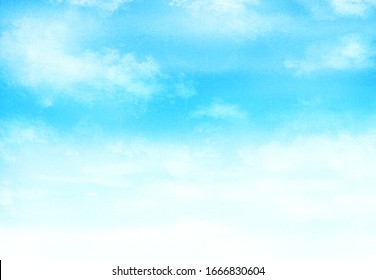 Watercolor Illustration Of Blue Sky.