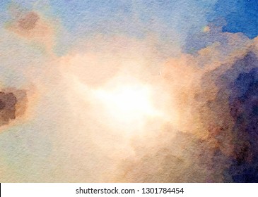 Download Sun Sky Watercolor Hd Stock Images Shutterstock