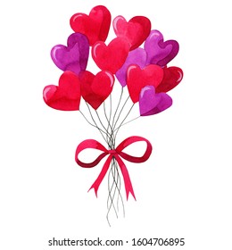 pink heart balloons clipart