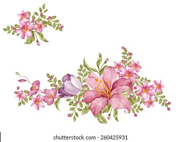 Watercolor Illustration Bouquet Simple White Background Stock ...