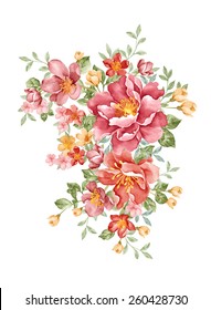 Tropical Flowers Card Floral Illustration Bouquet Stock Illustration ...