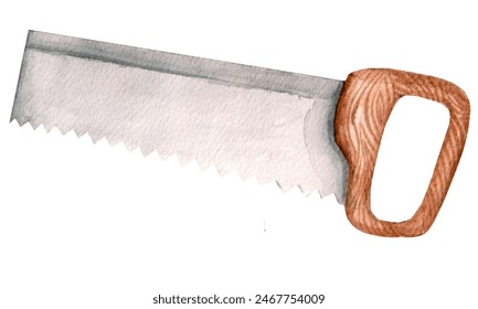 Watercolor illustration of building tool, hand saw isolated on white background for various products. - Powered by Shutterstock