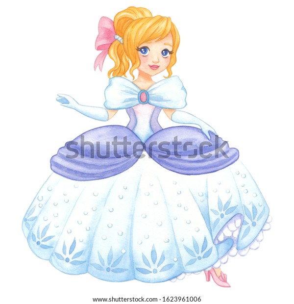 Watercolor Illustration Cute Princess Cinderella Isolated Stock Illustration 1623961006