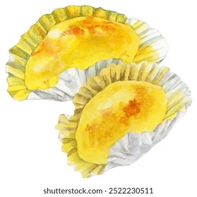 Watercolor illustration of deliciously baked sweet potato cake isolated on white background - Powered by Shutterstock