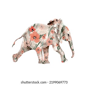 watercolor illustration an elephant