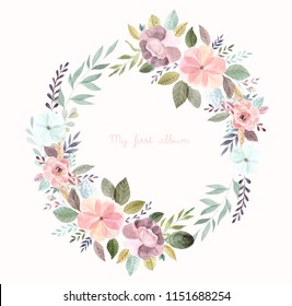 Watercolor Illustration With Floral Wreath