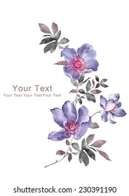 Watercolor Illustration Flowers Simple Background Stock Illustration ...