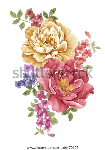 簡単な背景に水彩イラストの花 のイラスト素材 166470107