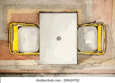 Watercolor illustration of folding set of chairs with table expressed shown in artistic design way - Powered by Shutterstock