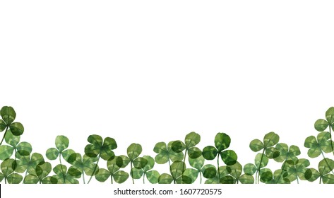 Watercolor illustration, four leaves clovers