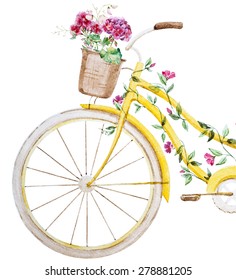 Watercolor Illustration Of A Fragment Of A Bicycle