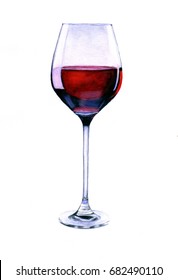 Watercolor illustration the glass of wine