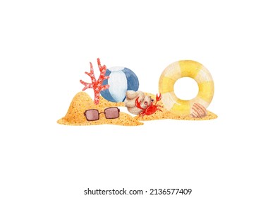 Watercolor Illustration With Inflatable Rubber On Isolated White Background. Сan Be Used For Stationery Design (postcards, Calendars, Notebooks, Booklet Etc.), Clothing Print, Etc., Phone Case Design 