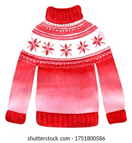 Watercolor Illustration Of A Knitted Sweater With Texture