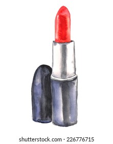 Watercolor Illustration With Lipstick 