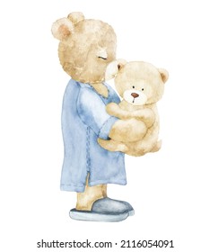 Watercolor illustration mother bear