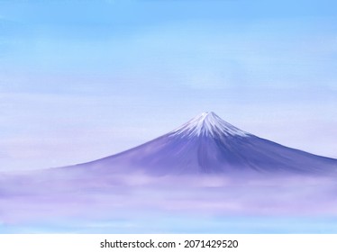 Watercolor Illustration Of Mount Fuji