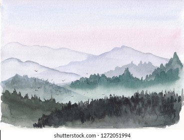 7,703 Watercolour mountain Images, Stock Photos & Vectors | Shutterstock