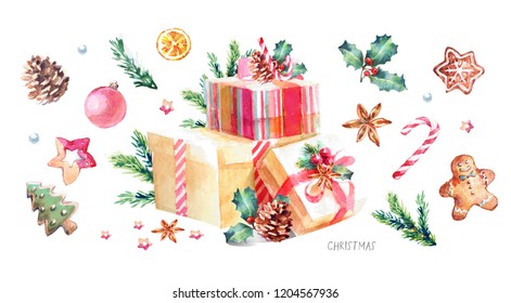 Download Christmas Gifts Watercolor Images Stock Photos Vectors Shutterstock PSD Mockup Templates