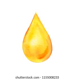 Watercolor Illustration On Isolated White Background, A Drop Of Oil.