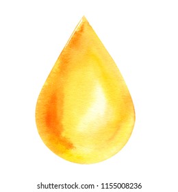 Watercolor Illustration On Isolated White Background, A Drop Of Oil.