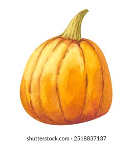 Watercolor illustration orange pumpkin. Hand-drawn autumn pumpkins on an isolated background. Thanksgiving, Halloween traditional symbols and fall objects. Autumn harvest. - Powered by Shutterstock