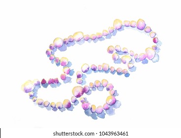 Watercolor Illustration - Pink Pearl Necklace