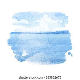 Watercolor Illustration Of A Sea