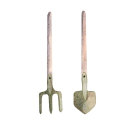 Watercolor Illustration Of A Shovel And Pitchfork For A Garden, Isolate On A White Background.
