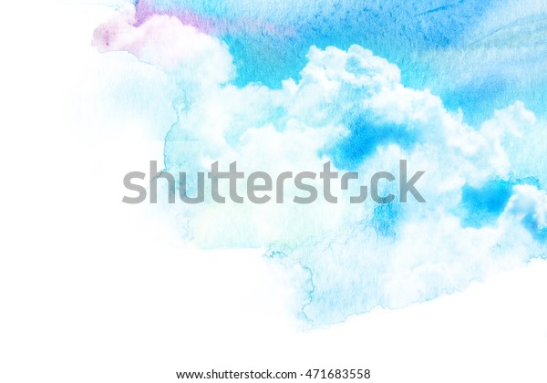 空と雲の水彩イラスト 芸術的な自然の絵の抽象的背景 のイラスト素材 471683558