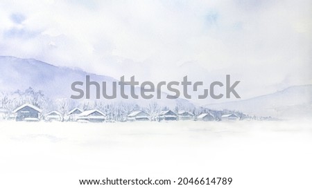 Watercolor illustration of snow view