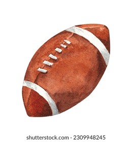 Watercolor illustration of sports rugby ball. Hand drawing football ball isolated on white. - Powered by Shutterstock